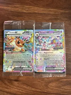 Pokemon TCG Sylveon EX and Eevee EX Stamped And Sealed Promos Prismatic - Image 1