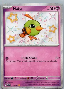 Natu 151/091 Shiny Rare Paldean Fates Pokemon Holo Near Mint - Image 1