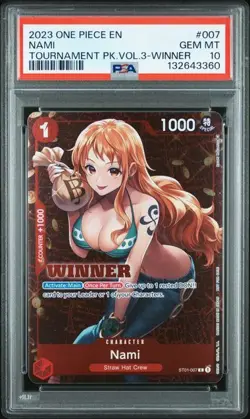 PSA 10 Nami ST01-007 Winner Promo Tournament Pack Vol. 3 One Piece CCG - Image 1