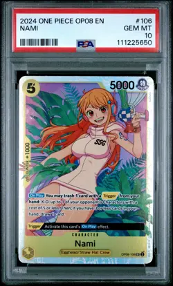 2024 One Piece Op08 Two Legends Nami #106 OP08-106 SR PSA 10 - Image 1