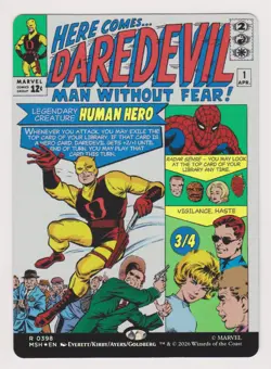 MTG Magic Marvel Super Heroes Foil Daredevil, Man Without Fear Borderless 0398 - Image 1
