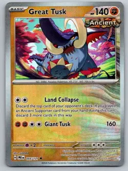 Great Tusk (Poke Ball Pattern) 055/131 Uncommon Prismatic Evolutions Pokemon NM - Image 1
