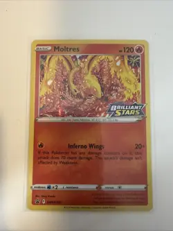 Moltres SWSH 185 Holo STAMPED Prerelease Promo -Brilliant Stars -Pokemon TCG - Image 4