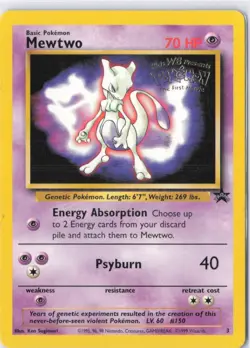 Pokemon TCG Mewtwo #3 Black Star Promo the First Movie 1998 - Image 1