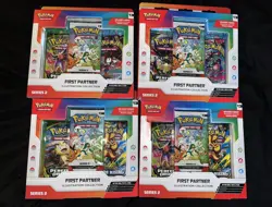 Pokemon TCG First Partner Illustration Collection Series 2 4 Boxes + 3 Promo - Image 1