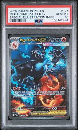2025 POKEMON PFL EN-PHANTASMAL FLAMES #125 MEGA CHARIZARD X EX PSA 10 - Image 1