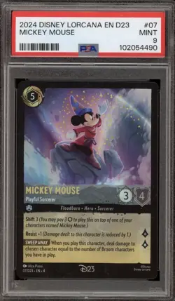 Disney Lorcana Mickey Mouse - Playful Sorcerer D23 Promo Holo PSA 9 - Image 1