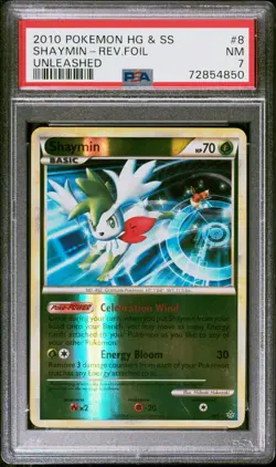 Pokemon Card Shaymin 8/95 Reverse Holo Foil Unleashed PSA 7 NM - Image 1