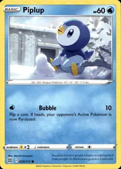 PIPLUP 035/172 Pokemon Card Brilliant Stars Near Mint - Image 1