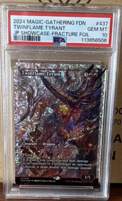 MTG Foundations Twinflame Tyrant #437 JP Showcase Fracture Foil PSA GEM MT 10 - Image 1