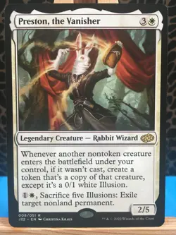 MTG - Preston, the Vanisher. Jumpstart 2022. Rare White Creature — Rabbit Wizard - Image 1