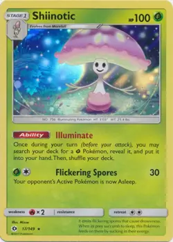 Shiinotic 17/149 Holo Rare 2017 Sun & Moon Pokemon Near Mint - Image 1