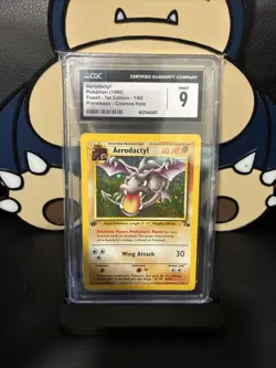 Aerodactyl Fossil 1/62 1st Ed Prerelease Stamped Cosmos Holo CGC 9 EN LOW POP - Image 1