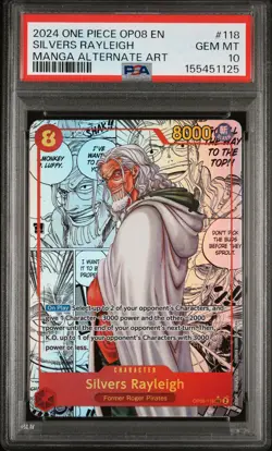 2024 ONE PIECE OP08-TWO LEGENDS MANGA ALTERNATE ART #118 SILVERS RAYLEIGH PSA 10 - Image 1