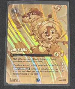 Disney Lorcana Azurite Sea Chip N Dale 205/204 ENCHANTED! Pack Fresh! - Image 1