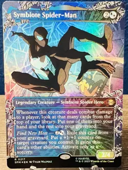Symbiote Spider-Man (Borderless) Rare R 0217 MTG Marvel's Spider-Man SPM FOIL NM - Image 1
