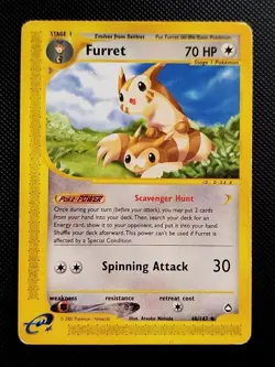 (LP-MP) Furret 48/147 2002 Aquapolis Regular Pokemon Card Atsuko Nishida - Image 1