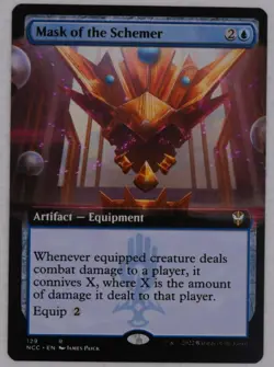 Mask of the Schemer NCC #129 MTG Extended Art Connive Equipment - Image 1