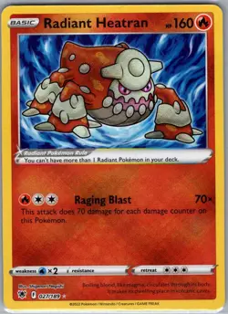 Radiant Heatran 027/189 SWSH10: Astral Radiance - Pokemon Card - NM - Image 1
