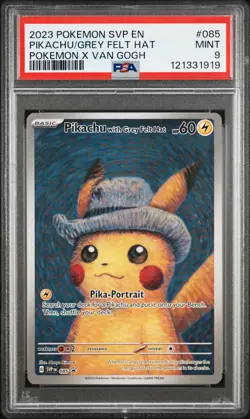 2023 POKEMON SVP EN-SV BLACK STAR PROMO #085 PIKACHU/GREY FELT HAT PSA MINT 9 - Image 1
