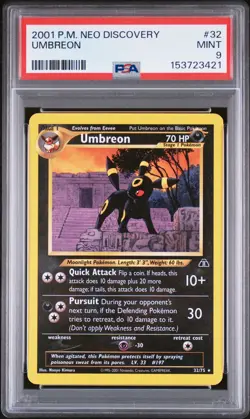 2001 POKEMON NEO DISCOVERY #32 UMBREON PSA MINT 9 - Image 1
