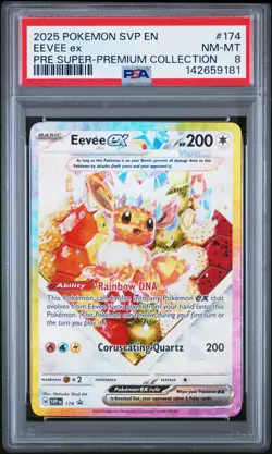 2025 POKEMON SVP EN-SV BLACK STAR PROMO #174 EEVEE ex PSA NM-MT 8 - Image 1