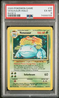 2000 POKEMON GAME BASE II #18 VENUSAUR-HOLO PSA EX-MT 6 - Image 1