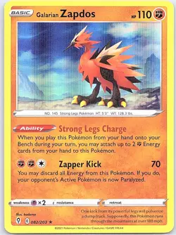 Galarian Zapdos 082/203 Holo SWSH07: Evolving Skies - Pokemon Card - NM - Image 1