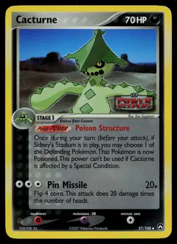 Pokemon Card - Cacturne Power Keepers 27/108 Uncommon Reverse Holo STAMPED - Image 1