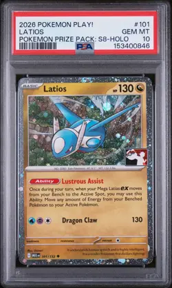 2026 LATIOS Pokemon 101/132 Prize Pack Series 8 Cosmos Holo PSA 10 - Image 1