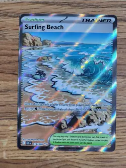 Surfing Beach 114/086 Ultra Rare ME04: Chaos Rising Holo NM Pokemon TCG Full Art - Image 1