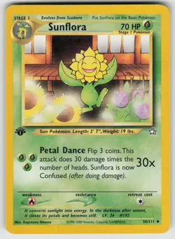 Sunflora 50/111 Uncommon Neo Genesis Pokemon 1st Edition Heavily Played - Image 1