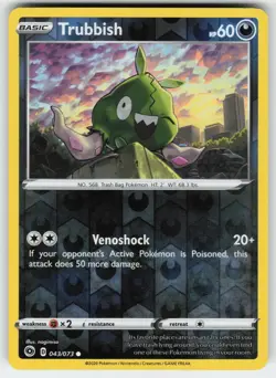 Trubbish 043/073 Common Champion's Path Pokemon Reverse Holo Near Mint - Image 1