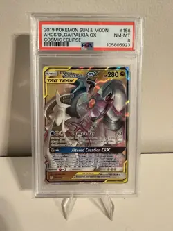 2019 Pokemon Sun & Moon ARCS/DLGA/PALKIA GX Cosmic Eclipse #156 PSA 8 - Image 1