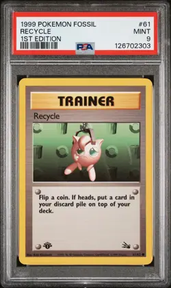 1999 POKEMON FOSSIL 1ST ED #61 RECYCLE PSA 9 - Image 1