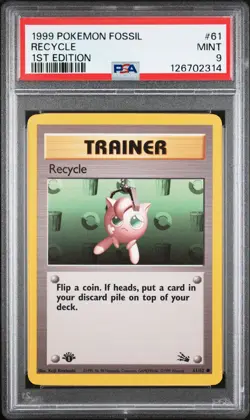 1999 POKEMON FOSSIL 1ST ED #61 RECYCLE PSA 9 - Image 1