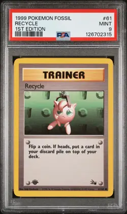 1999 POKEMON FOSSIL 1ST ED #61 RECYCLE PSA 9 - Image 1