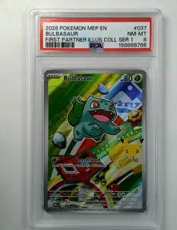 BULBASAUR 037 BLACK STAR PROMO FIRST PARTNER ILLUSTRATION POKEMON PSA 8 - Image 1
