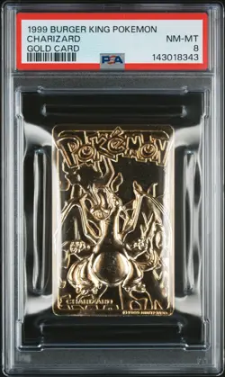 1999 BURGER KING POKEMON GOLD CARDS CHARIZARD PSA 8 - Image 1