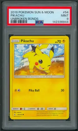 Pokemon Sun And Moon Unbroken Bonds Pikachu 54/214 PSA 9 - Image 1