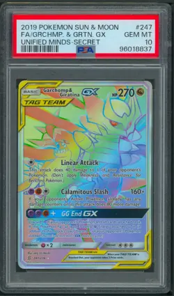 Pokemon Sun Moon Unified Minds Garchomp & Giratina GX Secret Rare 247/236 PSA 10 - Image 1