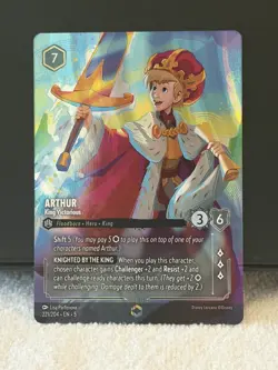 Lorcana Card- Arthur King Victorious - Enchanted- Shimmering Skies - 221/204 - Image 1