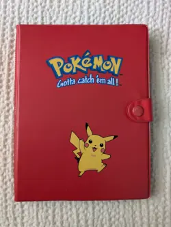 Red Pikachu Pokemon Binder From 1999 With Vintage Cards & Holos Lot Of 64 Cards - Image 1