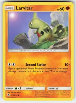 Larvitar 115/214 Common Lost Thunder Pokemon Near Mint - Image 1