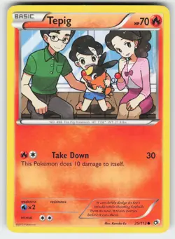 Tepig 25/113 Common Legendary Treasures Pokemon Moderately Played - Image 1
