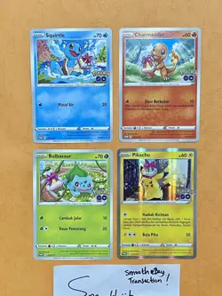 Pokemon Go Promo Set Indonesia English Pikachu Charmander Squirtle Bulbasaur - Image 1