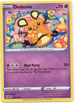 Pokemon Dedenne Normal Uncommon SWSH03: Darkness Ablaze 078/189 NM - Image 1