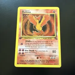 Pokemon Moltres 27/62 1st Edition Fossil Rare NM WOTC 1999 - Image 1