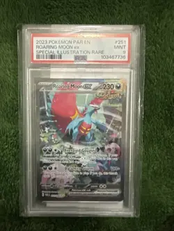 2023 POKEMON PAR EN-PARADOX RIFT SPECIAL ILLUSTRATION RARE ROARING MOON EX PSA 9 - Image 1