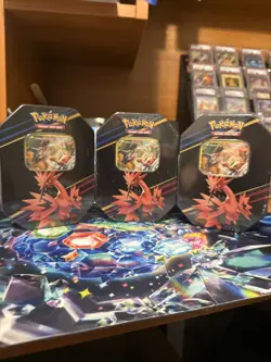 Pokemon TCG Lot Of 3 Crown Zenith Tins Galarian Zapdos Promo x3 - Image 1